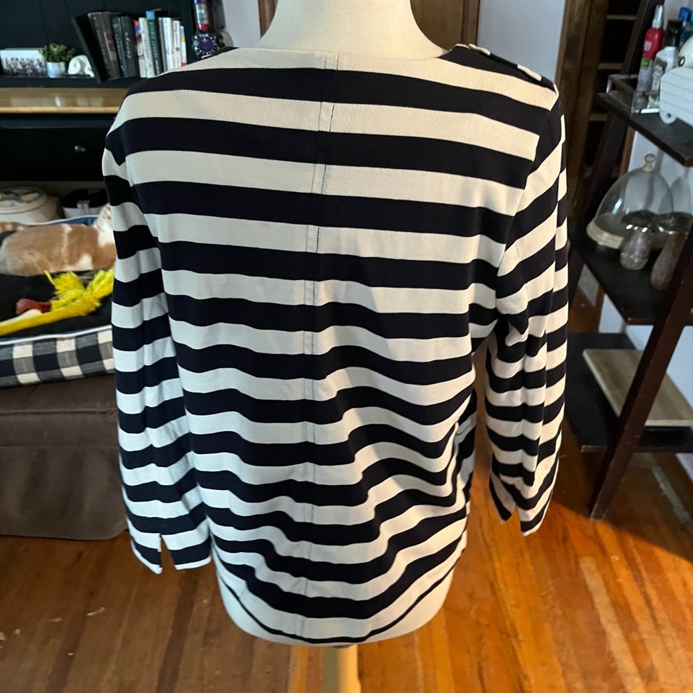 J. Crew Factory Double Breasted Striped Button Jacket - Picture 4 of 7
